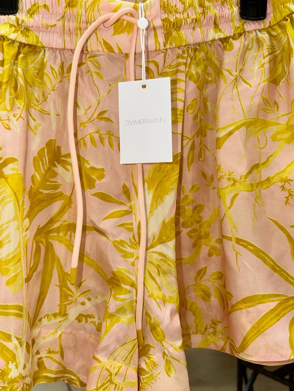 Zimmermann Pink and Yellow Floral Drawstring Shorts
